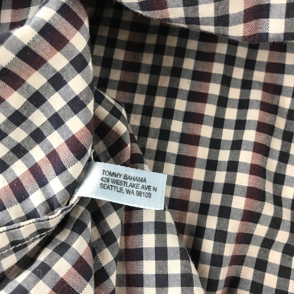 Tommy Bahama Vertical Stripe Black Tan Gingham - Picture 6 of 8